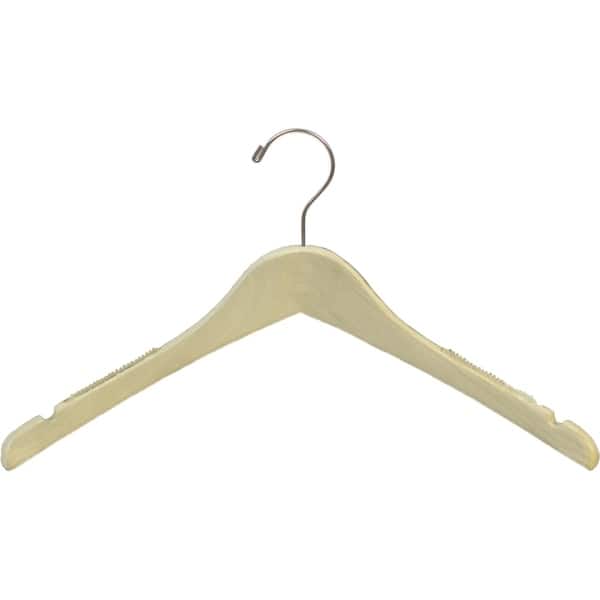 Petite Unfinished Wooden Jacket Hanger with Rubber Non-Slip Shoulder Grips,  Curved 15.5 Inch Hangers with Notches - On Sale - Bed Bath & Beyond -  17806653