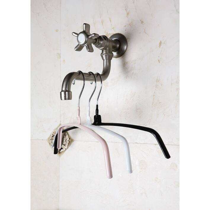 Metal Top Hanger with Non-Slip White Rubber Coating & Swivel Hook