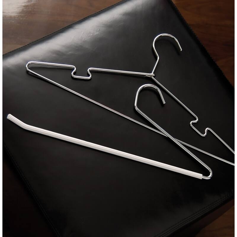 Open Ended Metal Bottom Hanger with White Non-Slip Coating, Space Saving Sturdy Metal Pants Hanger with Chrome Hook