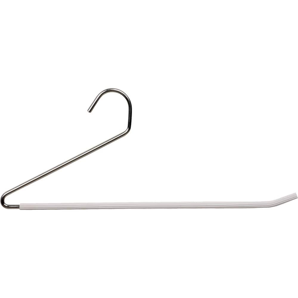 Open Ended Metal Bottom Hanger with White Non-Slip Coating, Space Saving Sturdy Metal Pants Hanger with Chrome Hook