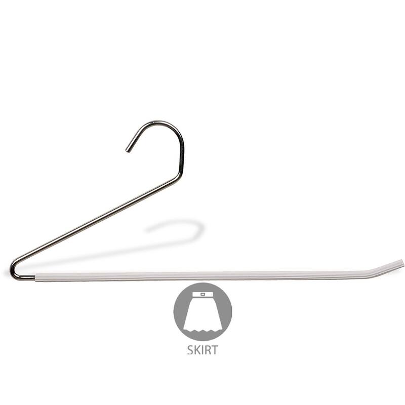 Open Ended Metal Bottom Hanger with White Non-Slip Coating, Space Saving Sturdy Metal Pants Hanger with Chrome Hook