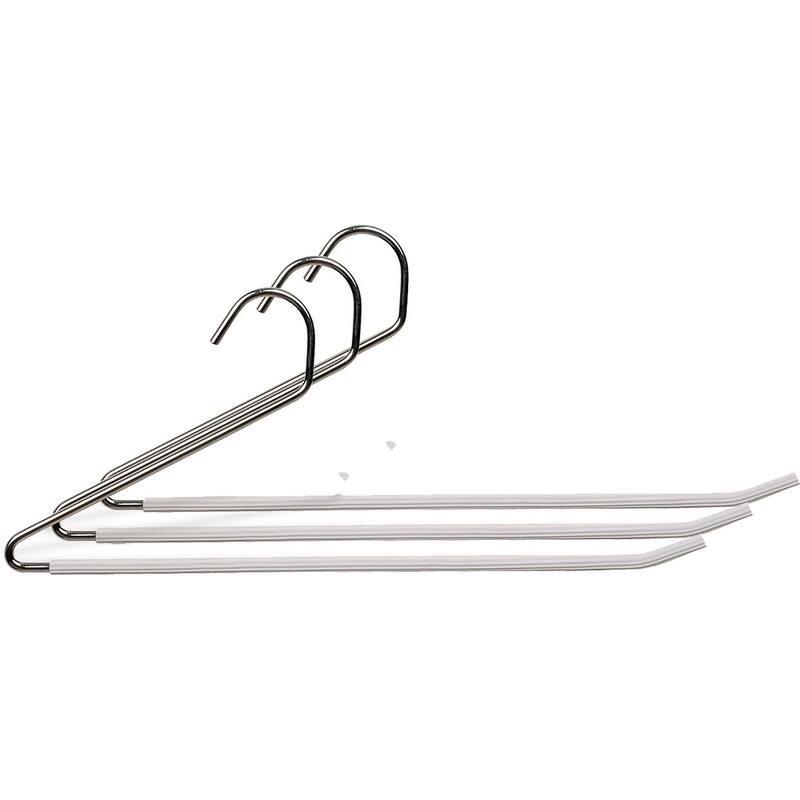 Open Ended Metal Bottom Hanger with White Non-Slip Coating, Space Saving Sturdy Metal Pants Hanger with Chrome Hook
