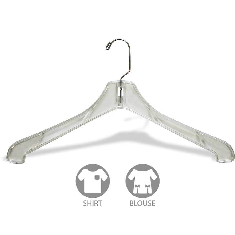 Heavy Duty Clear Plastic Coat Hanger, Strong 1/2 Inch Thick Hangers