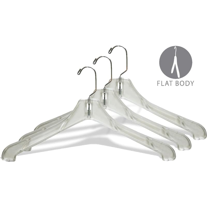 Heavy Duty Clear Plastic Coat Hanger, Strong 1/2 Inch Thick Hangers