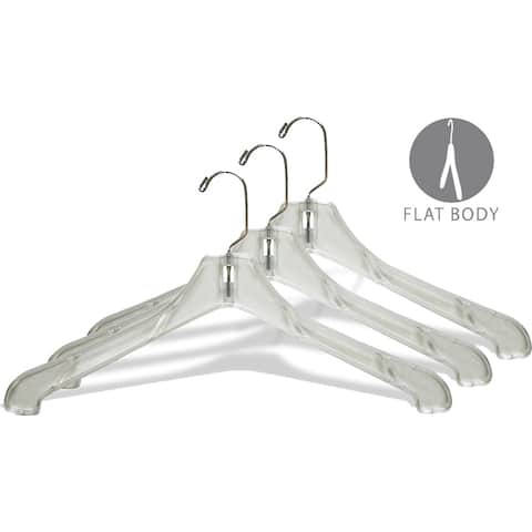 Heavy Duty Clear Plastic Coat Hanger, Strong 1/2 Inch Thick Hangers with 360 Degree Chrome Swivel Hook