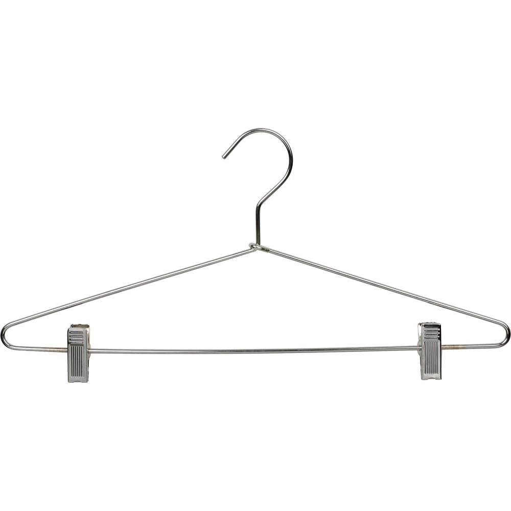 International Hanger Plastic Kids Bottom Hanger w/Clips, Clear w/ Chrome, Box of 100