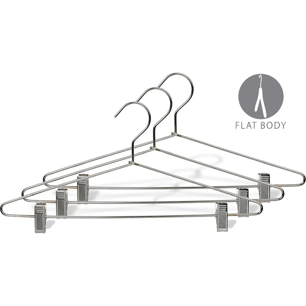 Slim Metal Combo Hanger with Adjustable Cushion Clips, Sturdy Space Saving  Chrome Top Hangers for Dress Shirt or Pants - On Sale - Bed Bath & Beyond -  17806661