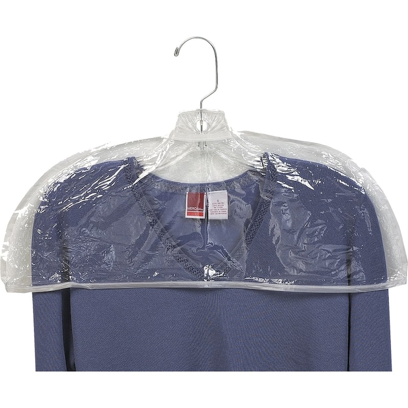 Clear Plastic Women's Shoulder Covers, 21 Inch Vinyl Protective Cover with Stitched Edges, Box of 12