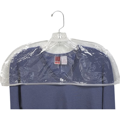Clear Plastic Women's Shoulder Covers, 21 Inch Vinyl Protective Cover with Stitched Edges, Box of 12