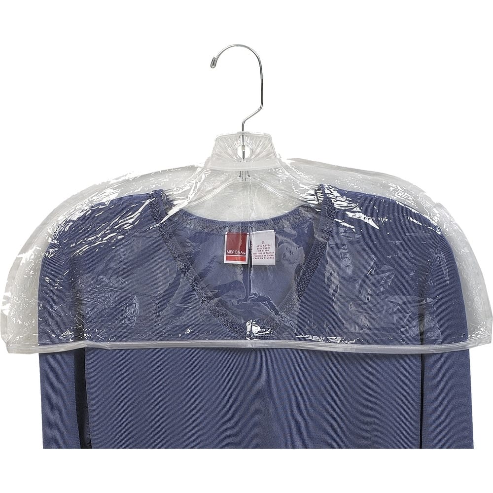 Clear Plastic Women's Shoulder Covers, 21 Inch Vinyl Protective Cover with Stitched Edges, Box of 12