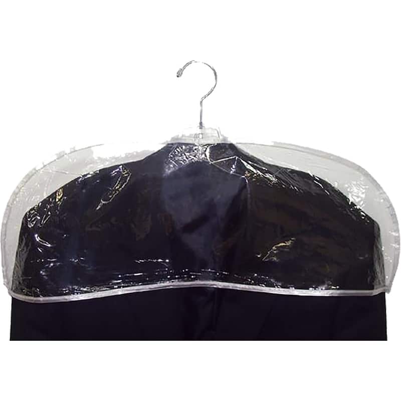 Clear Plastic Men's Shoulder Covers, 24 Inch Vinyl Protective Cover with Stitched Edges, Box of 12