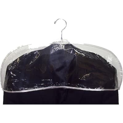 Clear Plastic Men's Shoulder Covers, 24 Inch Vinyl Protective Cover with Stitched Edges, Box of 12