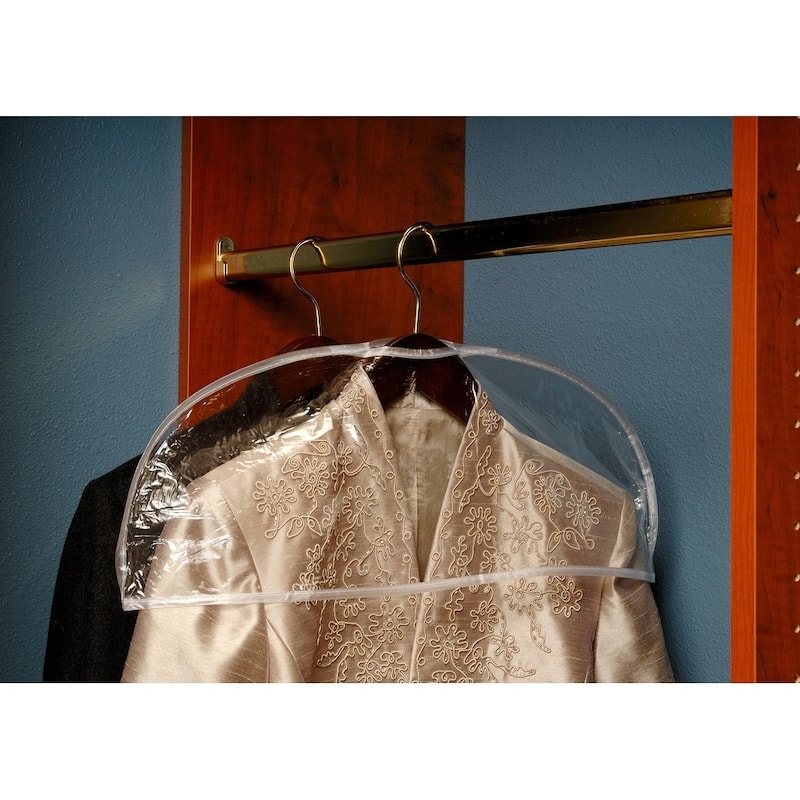 Clear Plastic Men's Shoulder Covers, 24 Inch Vinyl Protective Cover with Stitched Edges, Box of 12