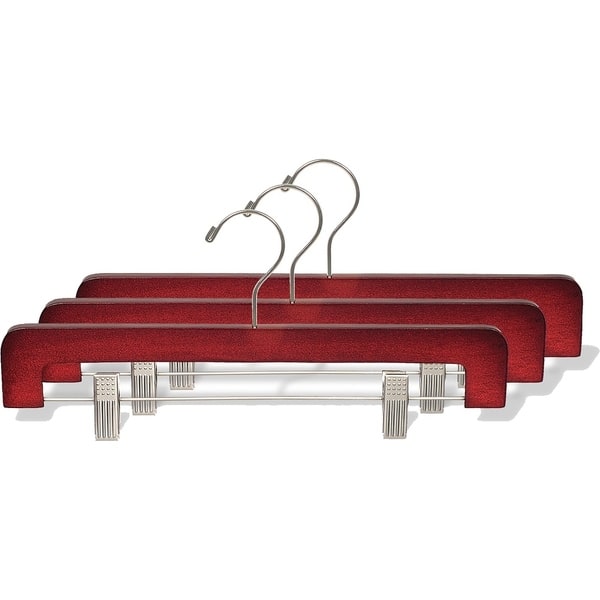 Casafield 6 Wide Shoulder Wooden Suit Hangers, Cherry - Non-Slip Pant Bar & Swivel Hook, Red