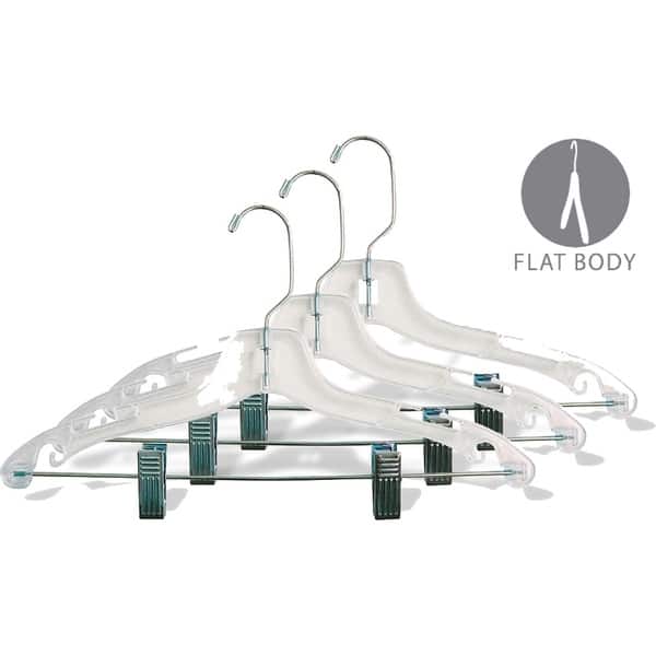 Clear Plastic Kids Combo Hanger with Adjustable Cushion Clips, Box