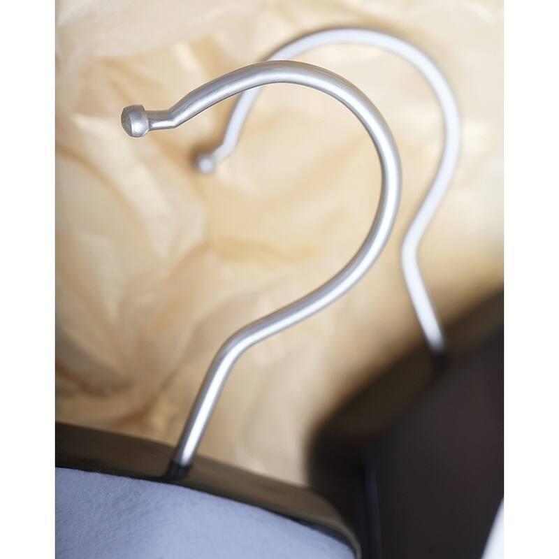 Deluxe Wooden Suit Hanger with Velvet Bar, Espresso Finish & Brushed Chrome Swivel Hook, Large 2 Inch Wide Contoured Hangers
