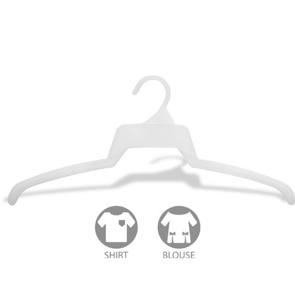 Super Thin White Plastic Top Hanger, Box of 500 Flat Space Saving Shirt