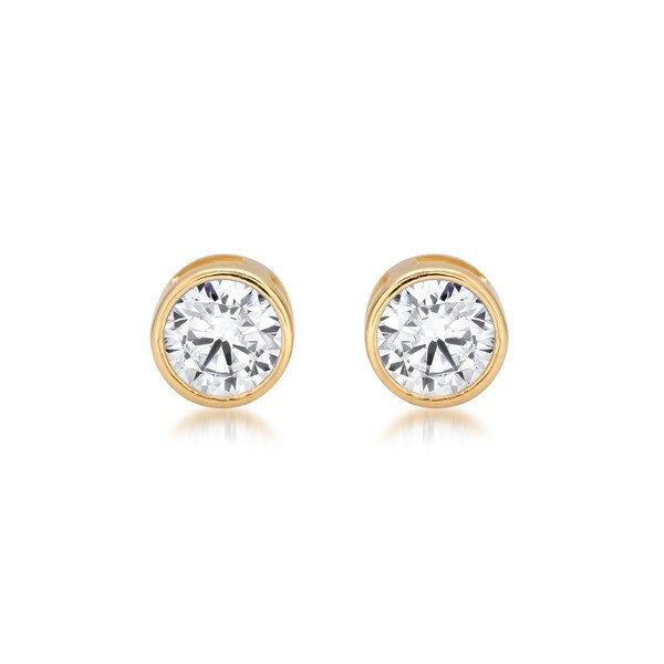 bezel set cubic zirconia stud earrings