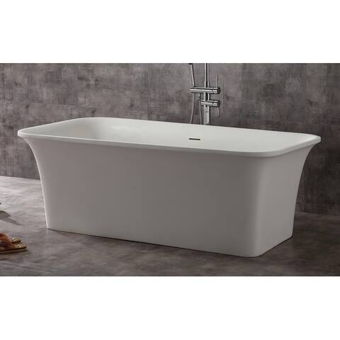 ALFI brand 67" White Rectangular Solid Surface Smooth Resin Soaking Bathtub