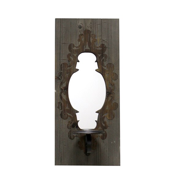 22" Wall Mirror with Candle Holder- Grey