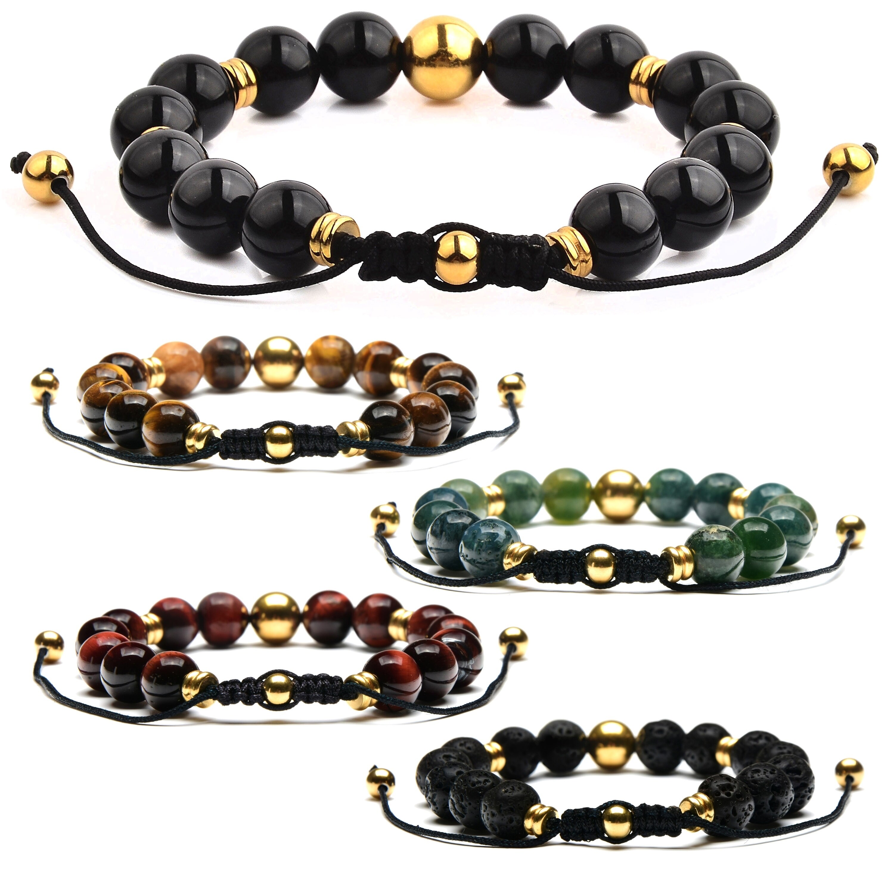Bracelet with Natural Stones in Sterling Silver Gold Plated