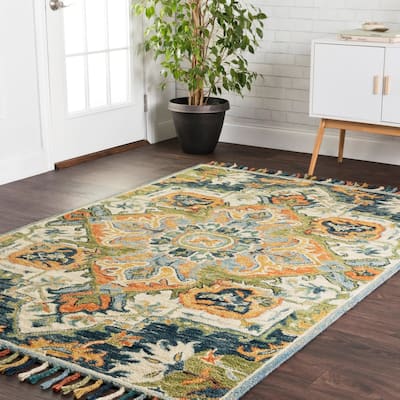 Alexander Home Sahara Tropical Medallion Boho Hand-hooked Wool Rug