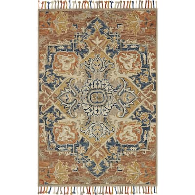 Alexander Home Sahara Rust Boho Hand-Hooked Wool Rug