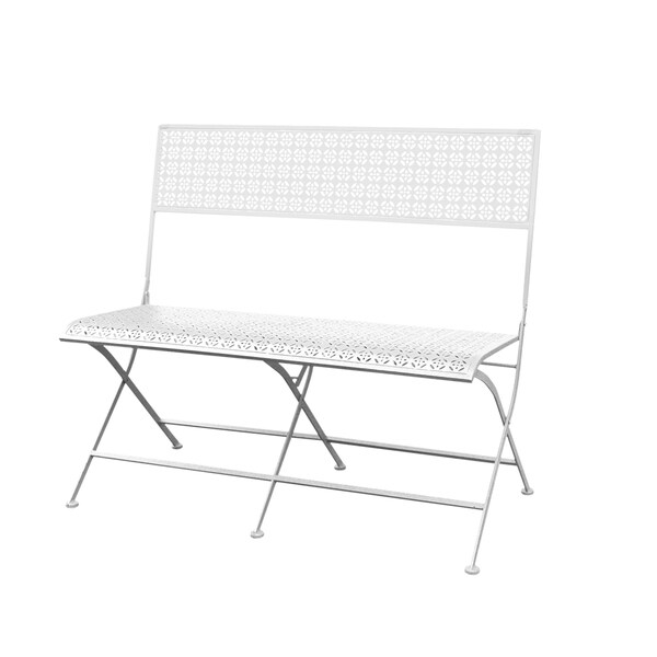 Jeco Qeshaun White Iron 40 Inch Park Bench Free Shipping Jeco Qeshaun White Iron 40 Inch Park Bench