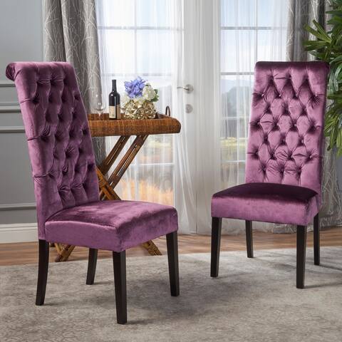 Leorah Tall Back Tufted Velvet Dining Chair (Set of 2) by Christopher Knight Home