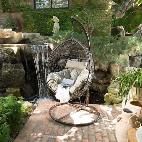 Hammocks Porch Swings Online At Our Best Patio Kylie Outdoor Wicker Hanging Basket Chair With Cushions By Christopher Knight Home