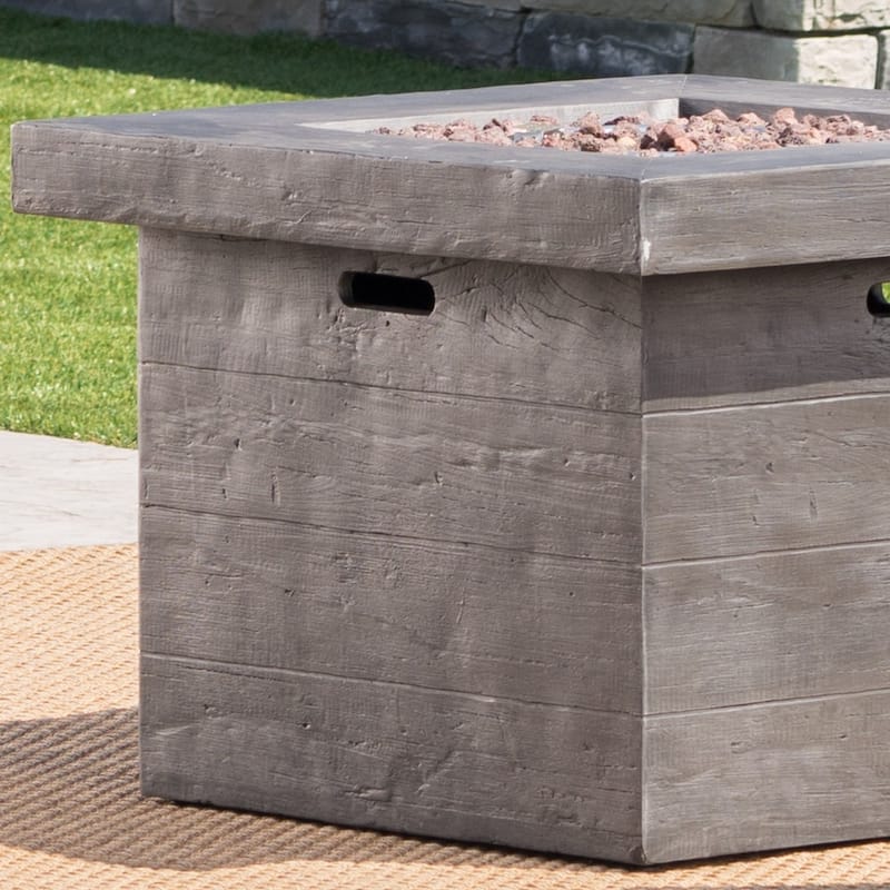 Puerta Outdoor 4-piece Wicker Swivel Chair Set with Square Firepit by Christopher Knight Home