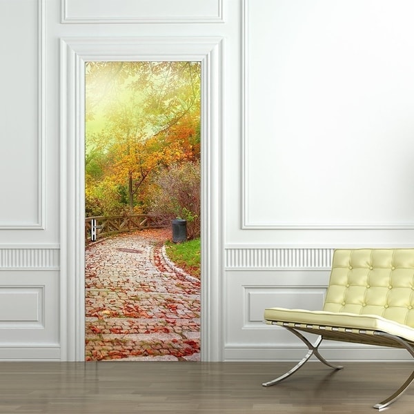 3d Door Wallpaper Murals Wall Stickers Stone Road for Home Decoration Self-adhesive Removable Art Door Decals Wall Vinyl