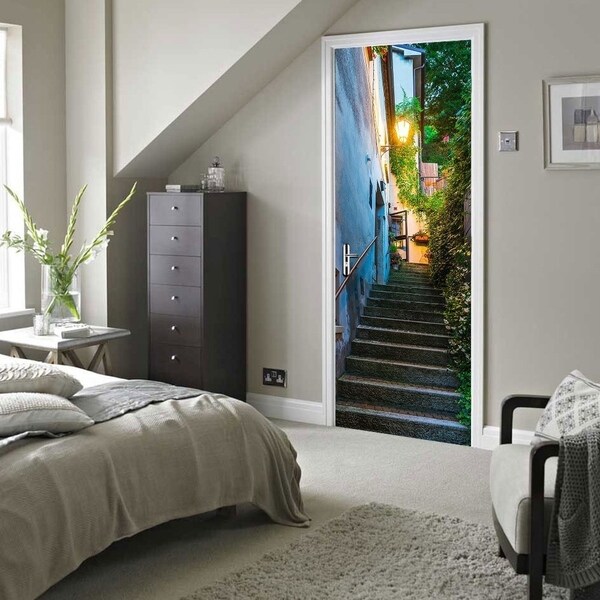 Self-adhesive3D Effect Suspension bridge Wall Mural Door Slide Poster Wallpaper