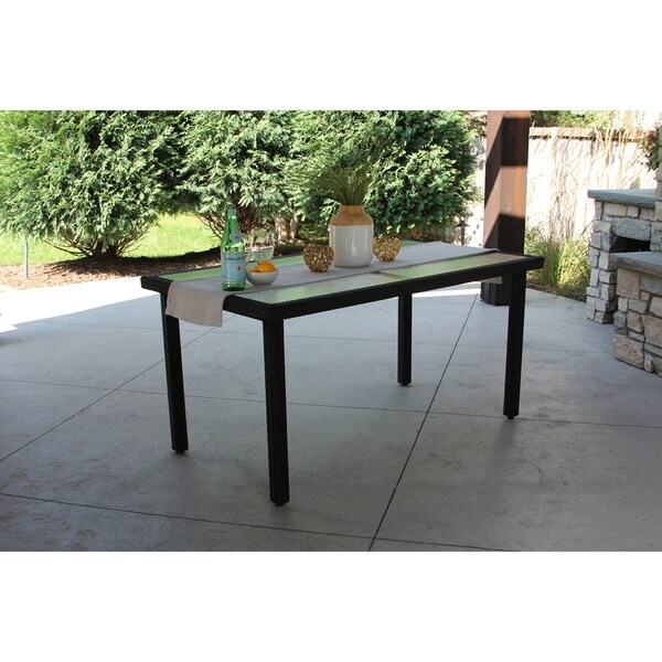 Shop Single Rectangular Black Wicker Dining Table w/ Rec'd ...