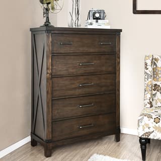 Furniture Of America Hilande Rustic Dark Walnut 5 Drawer Chest Furniture Of America Hilande Rustic Dark Walnut 5 Drawer Chest