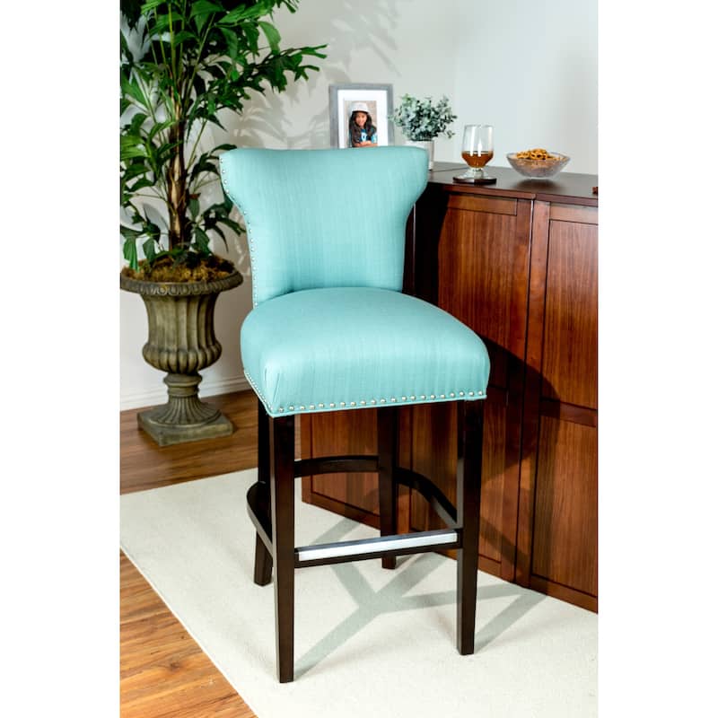 Sole Designs Bella Collection Modern SACHI Fabric Upholstered Counter Bar Stool With Nail Trim & Wingback Design