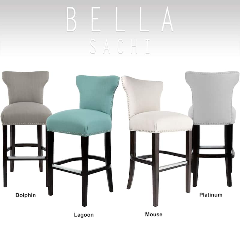 Sole Designs Bella Collection Modern SACHI Fabric Upholstered Counter Bar Stool With Nail Trim & Wingback Design