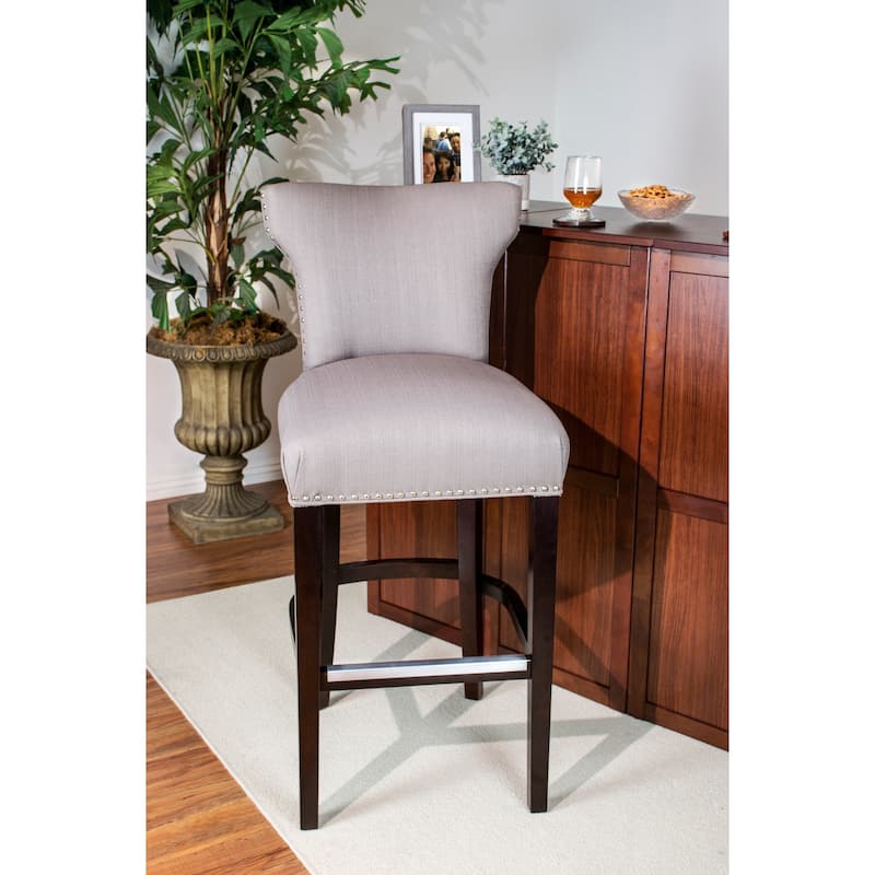 Sole Designs Bella Collection Modern SACHI Fabric Upholstered Counter Bar Stool With Nail Trim & Wingback Design