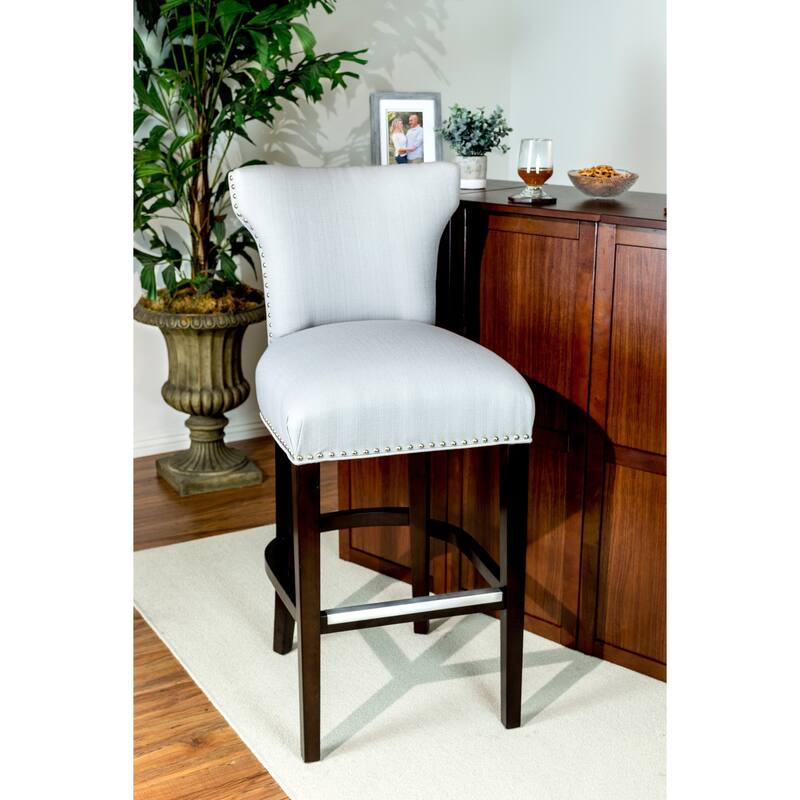 Sole Designs Bella Collection Modern SACHI Fabric Upholstered Counter Bar Stool With Nail Trim & Wingback Design