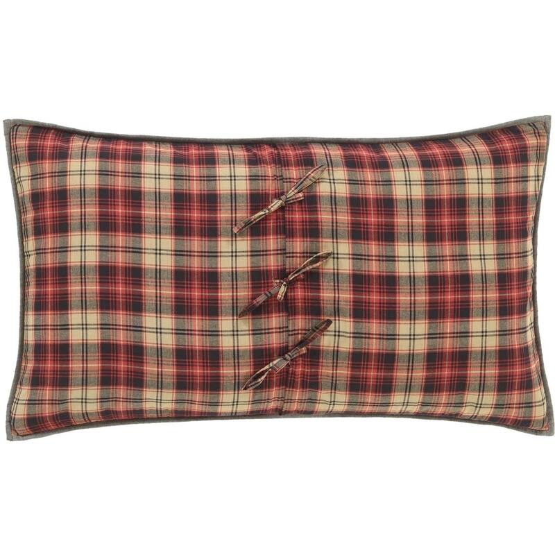 Red Rustic Bedding VHC Cumberland Sham Cotton Patchwork Chambray