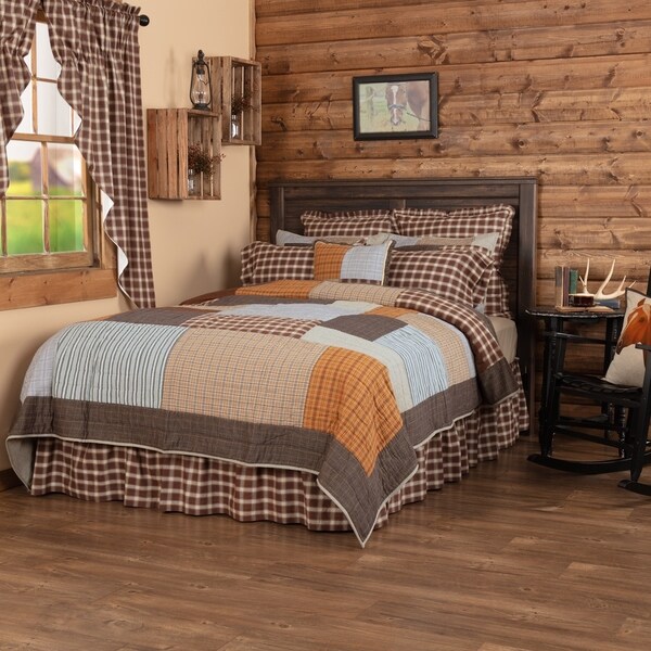 Grey Rustic & Lodge Bedding Sheridan Rustic Brown Quilt Cotton Patchwork Chambray