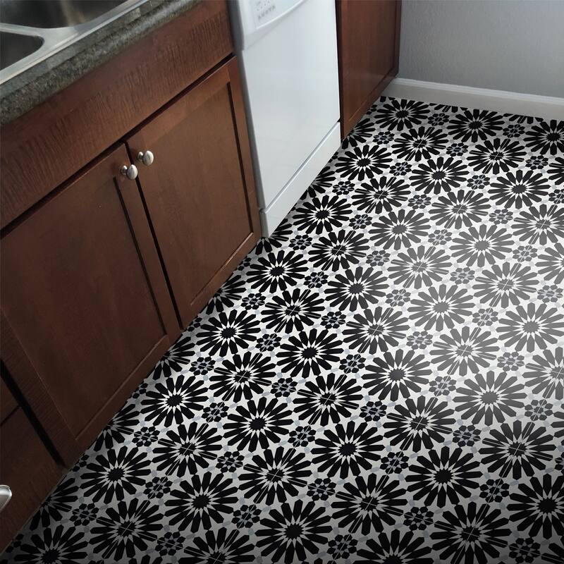 Handmade Alhambra in Black, White, Grey Tile, Pack of 12 (Morocco)
