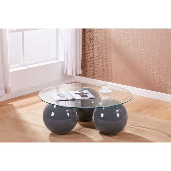 Shop Best Quality Furniture Glass Top Coffee Table With 3 Sphere