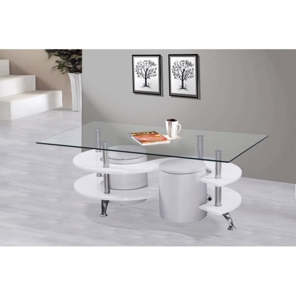 glass top coffee table with stools