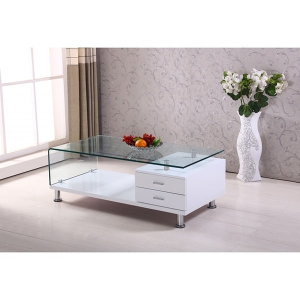 Glass table deals with drawers