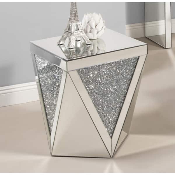 Shop Best Quality Furniture Mirrored End Table With Crystal Accent