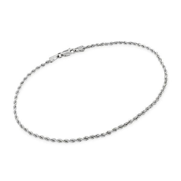 14k White Gold 2mm Hollow Rope Braided Link Twisted Bracelet Chain 8 14k White Gold 2mm Hollow Rope Braided Link Twisted Bracelet Chain 8