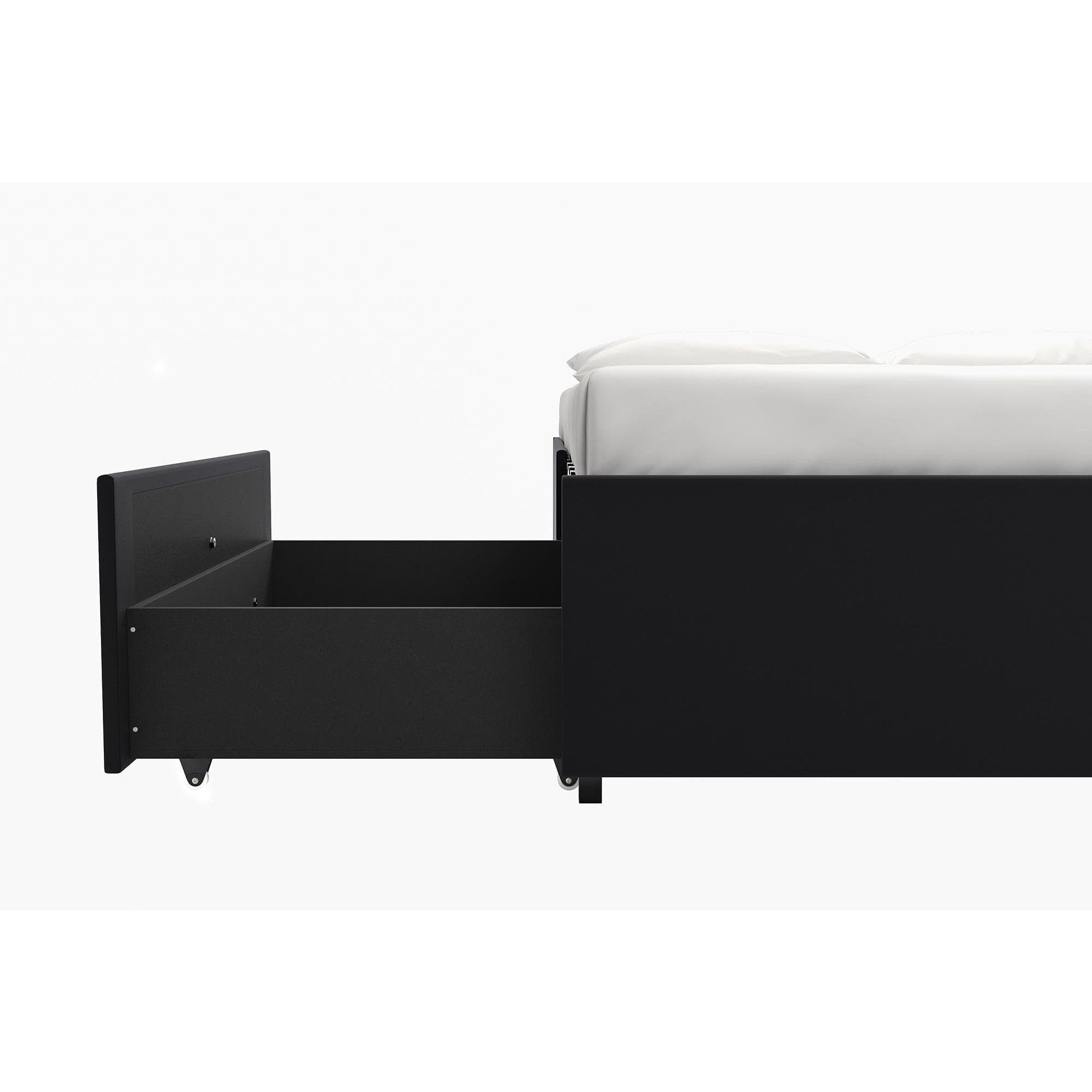 DHP Maven Upholstered Storage Bed, King, Black Faux Leather