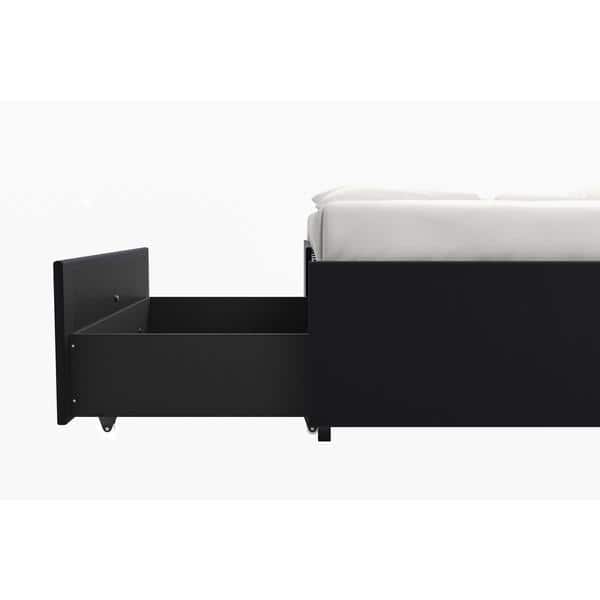 Porch & Den Darien Black Platform Queensize Bed with Storage Overstock 23600708