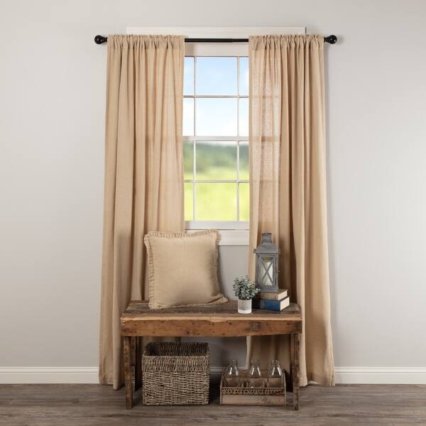 Shop Farmhouse Curtains Vhc Cotton Burlap Panel 84x40 Pair Rod
